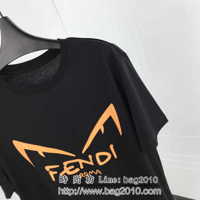 FENDI芬迪 19ss早春新款短袖 小怪獸字母印花圖案 定制絲光面料 高版本情侶款 ydi2169